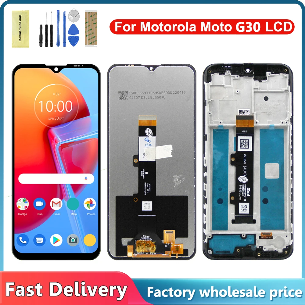 

6.5" Screen For Motorola Moto G30 LCD Display Touch Screen Digitizer Assembly For MotoG30 XT2129-1 XT2129-2 Display with Frame