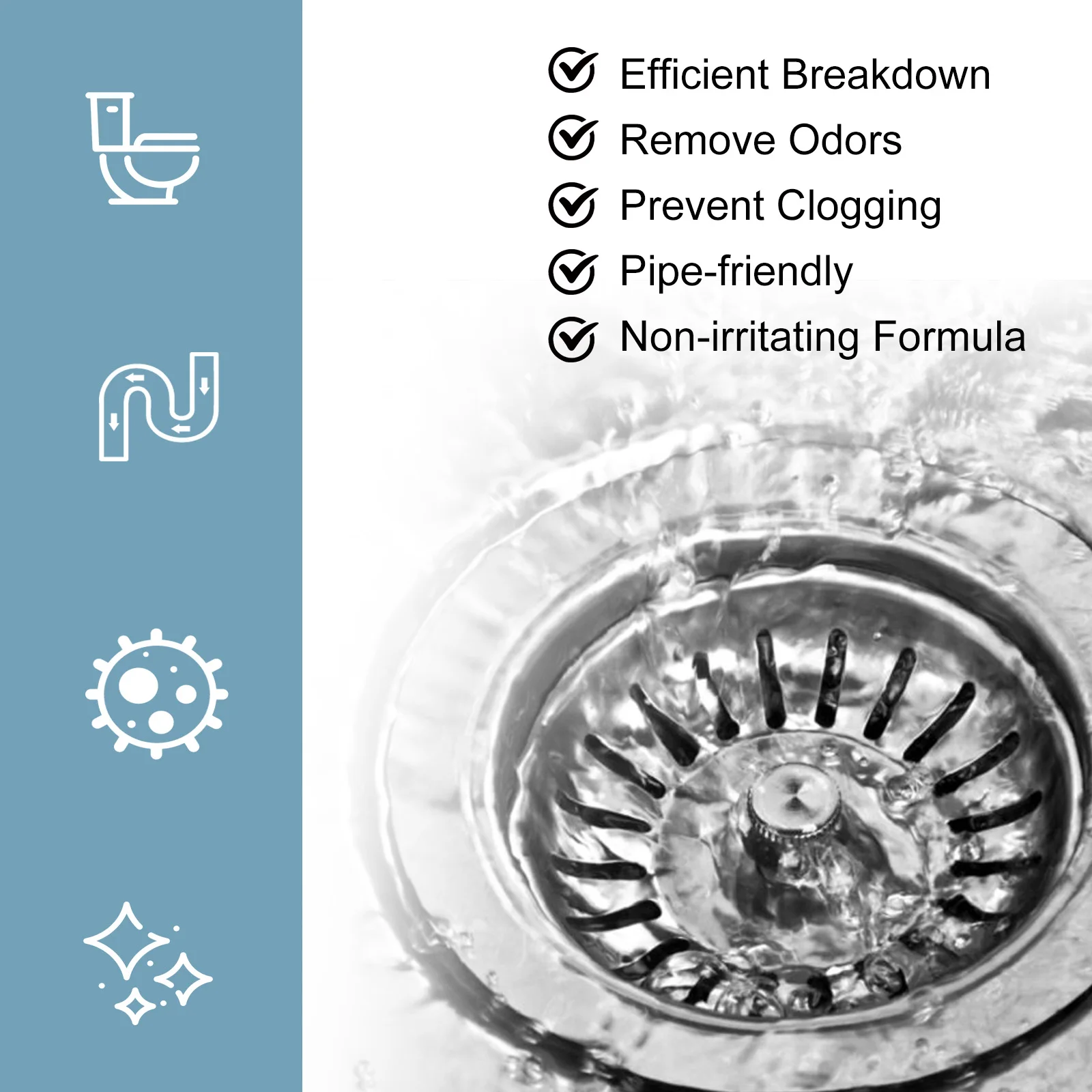 Jue-fish Organic Drain Cleaner Pipe-friendly Remove Odors Prevent Clogging Toilet Sink Bathroom Restoring Pipe Dredging Agents