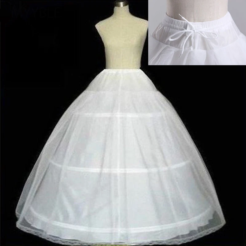 

High Quality White 3 Hoops A-Line Petticoat Crinoline Slip Underskirt For Ball Gown Wedding Dress Free Shipping In Stock C2703