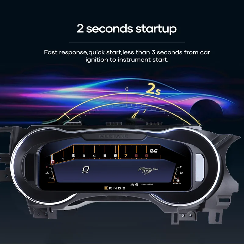 Panel de Instrumentos Digital de 12.3 Pulgadas para Ford Mustang (2015-2021), Odómetro, Tacómetro, Compatible con iOS y CarPlay 5