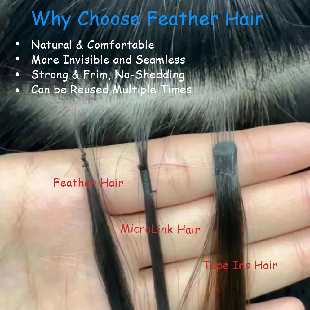 Feather Line Human Hair Extensions Slik Straight Virgin Human Hair Feathers In Extensions For Women 40strands/pack