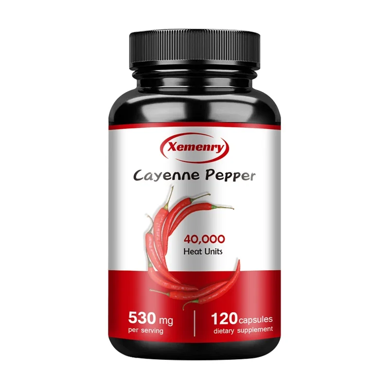 thumbnail image 1 of Pimienta de cayena 530 mg: promueve la circulación sanguínea y la salud digestiva, y favorece la salud cardiovascular - 120 cápsulas, 1 of 5