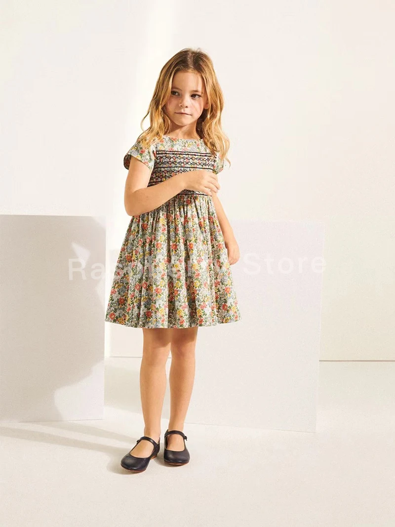 Chemisier Fille Bleu Floral Love Me - 3 Ans - Manches Courtes à Boutons