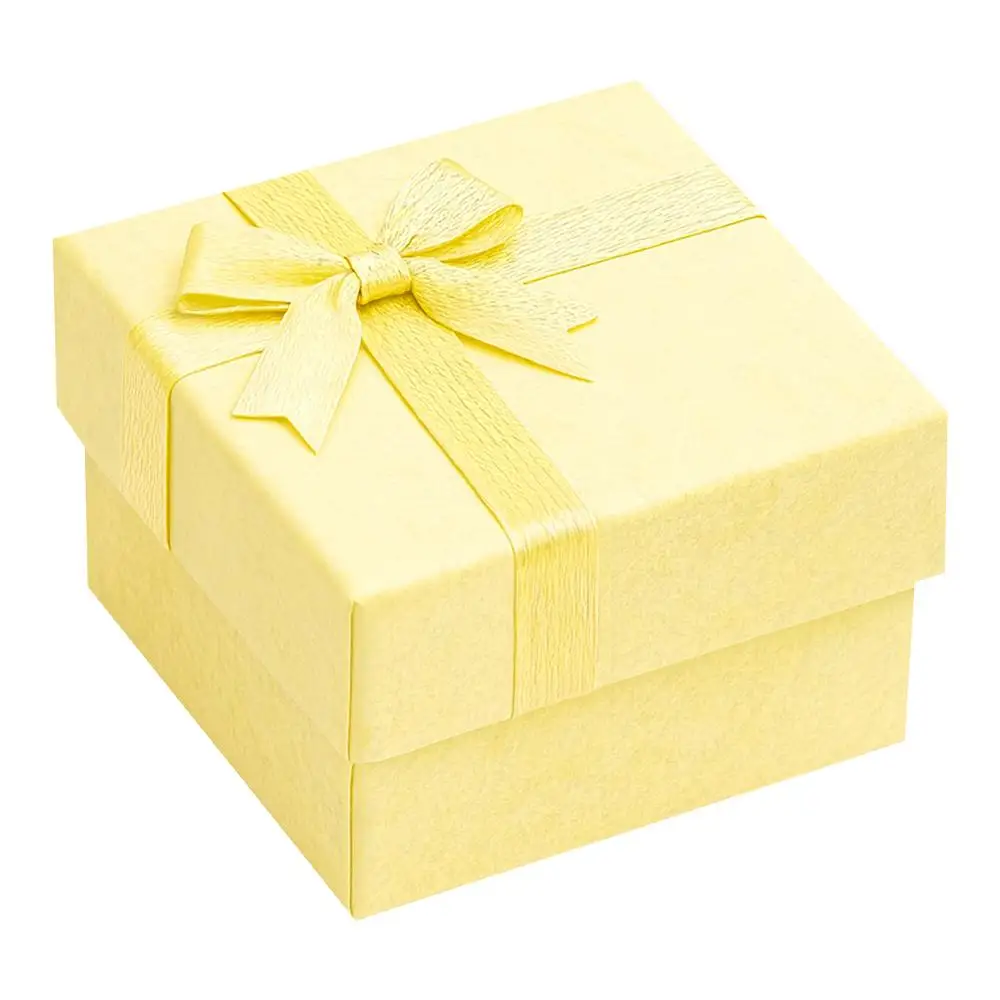 Joyero amarillo cartón fino, MXVCA-001, 1Pza, Amarillo, 4x4x2.5cm, Cartón, Joyero., Estuche amarillo para joyas