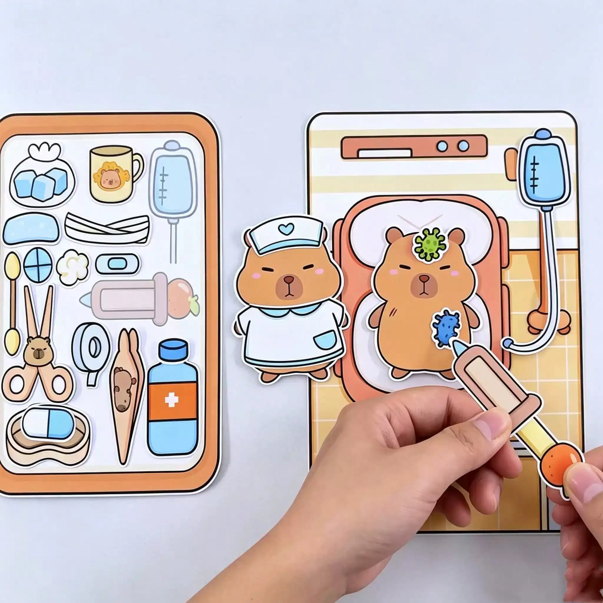 Capybara Doctor Interactive Quiet Book DIY Kit - Handmade Educational Toy for Focus and Creative Play