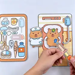Capybara Doctor Interactive Quiet Book DIY Kit - Handmade Educational Toy for Focus and Creative Play (Capybara Doctor)