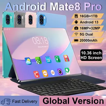 Versione globale Nuovo originale Mate8 Pro Tablet da 10.36 pollici HD 4K Android 14 16GB + 1T 20000mAh 5G Dual SIM Bluetooth WiFi GPS Tablet 1