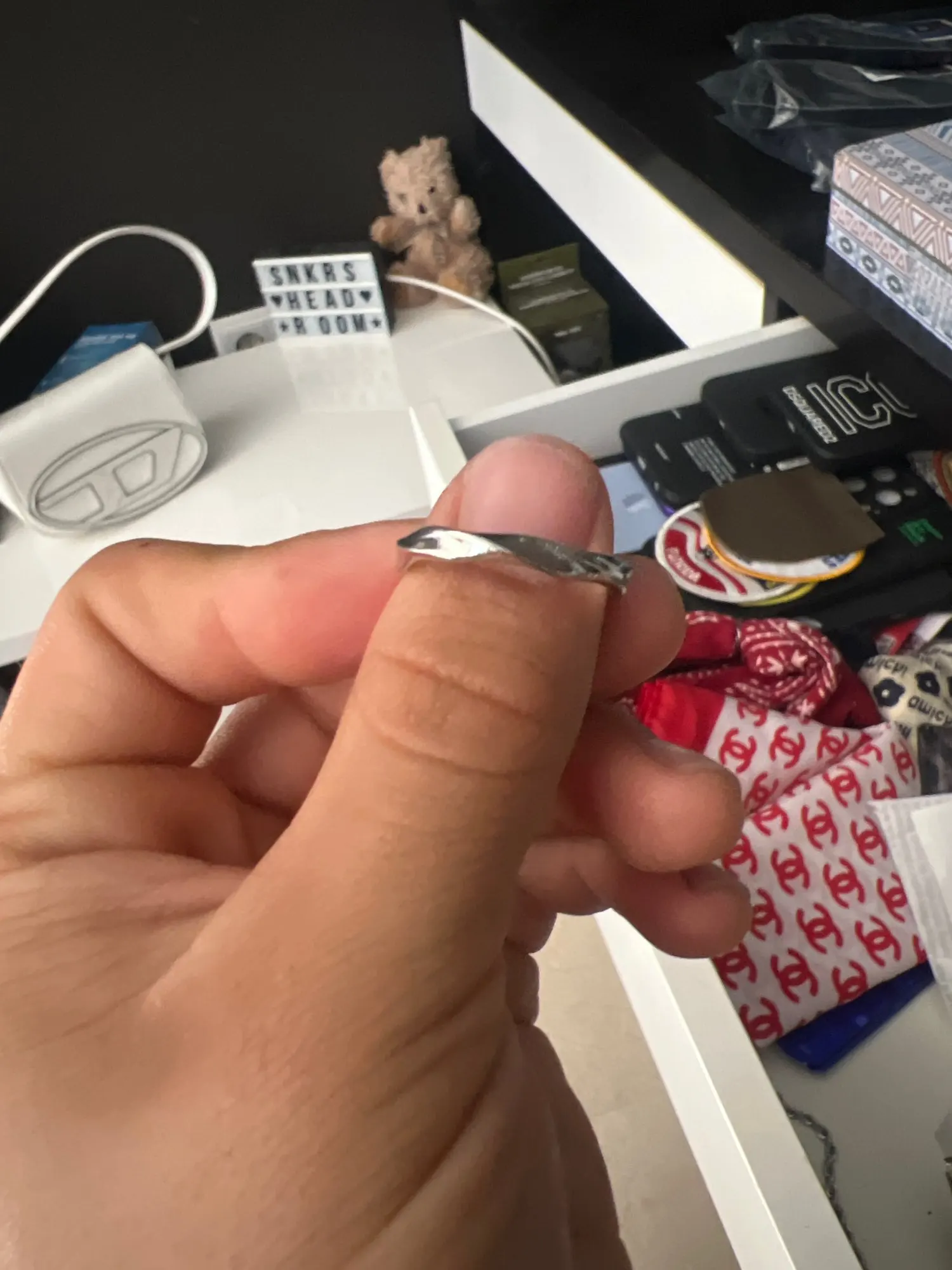 Gold Color Wavy Smooth Ring For Women Geometric Design Irregular Line Ring photo review