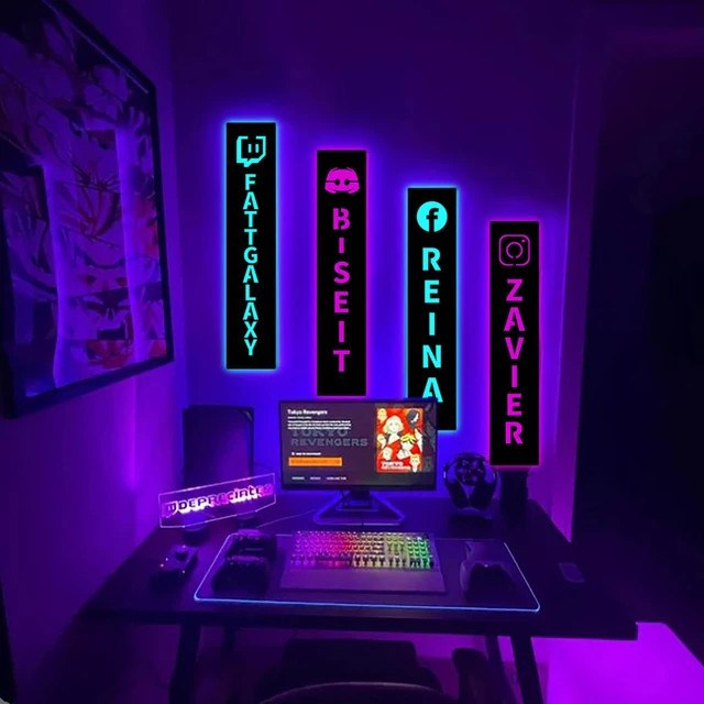 Gamer Regalos Cumpleaños Lámpara de pared Decoración Luz Personalizada con  Nombre Regalo para Mujeres Hombres Niños I Cambio de Color Control Remoto -   España