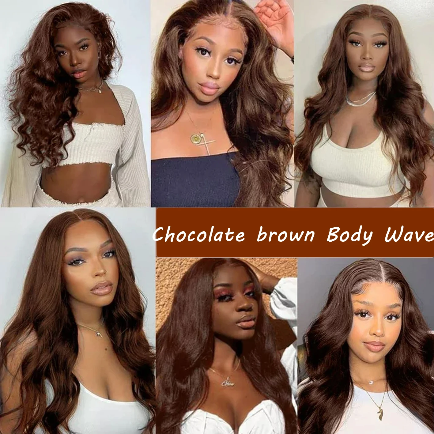 250% Density 13X4 Body Wave Transparent Lace Front Wigs Human Hair Chocolate Brown Color Pre Plucked Transparent Lace Wigs