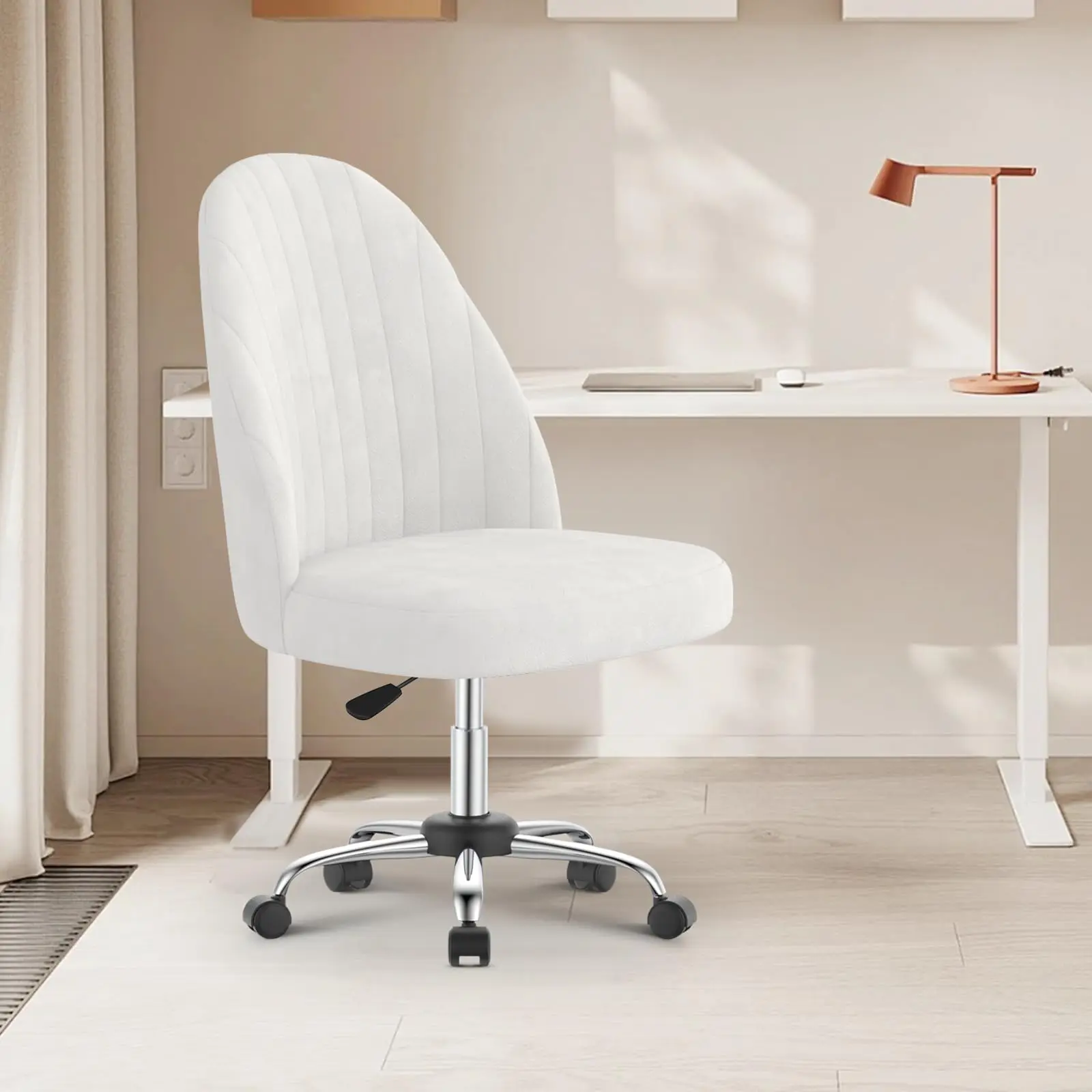 Small Swivel Makeup Vanity Chair Velvet Dressing Table Chairs Comfy Desk Chairs for Bedroom/Home Office Salon Study Stool