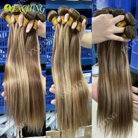 Tissage Brésilien Lisse 14A 100% Cheveux Humains 18 20 22 Pouces P4/27 Ombre Blond Miel 1 3 4 Mèches Livraison 3 Jours France pour femmes noires 2