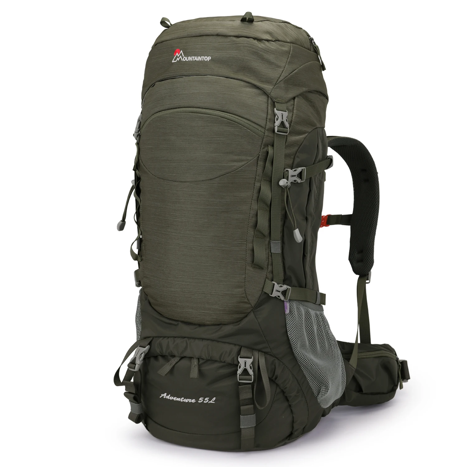 MOUNTAINTOP 55L Hiking Internal Frame Backpack with YKK Zippers and Rain Cover