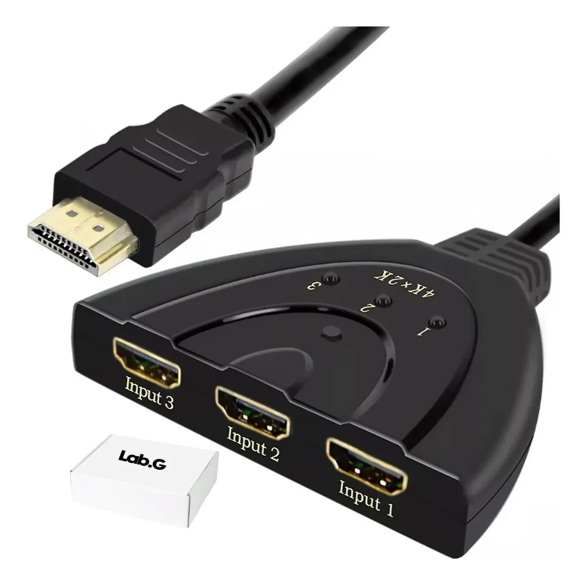 Cable Flexible Switcher Hdmi 4k 3 Entradas 1 Salida, Negro LAB.G