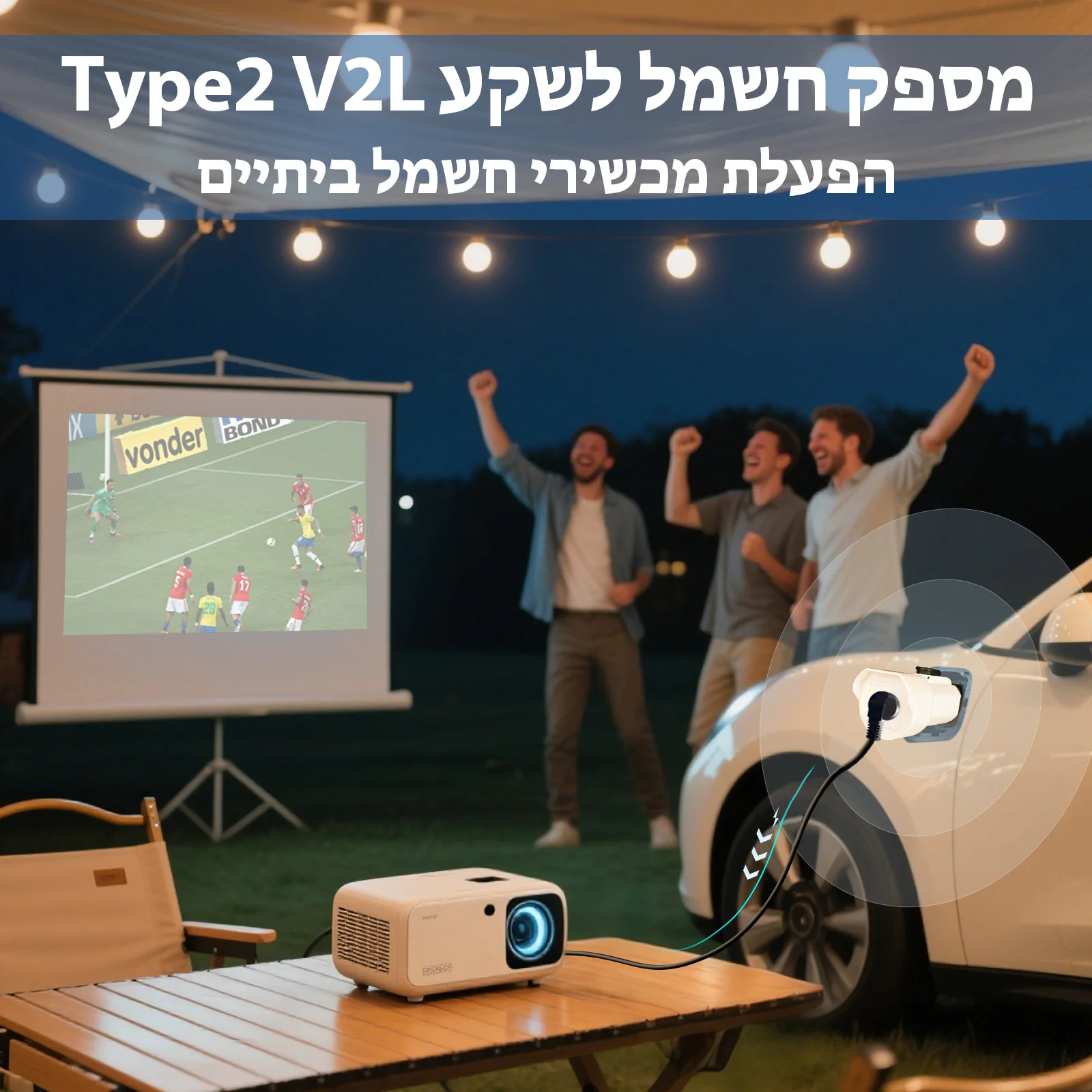 Type 2 V2L Discharger Adapter with Israeli Socket Portable Type 2 Car Discharge Plug for Jaecoo 7 BYD EVqiaoyi
