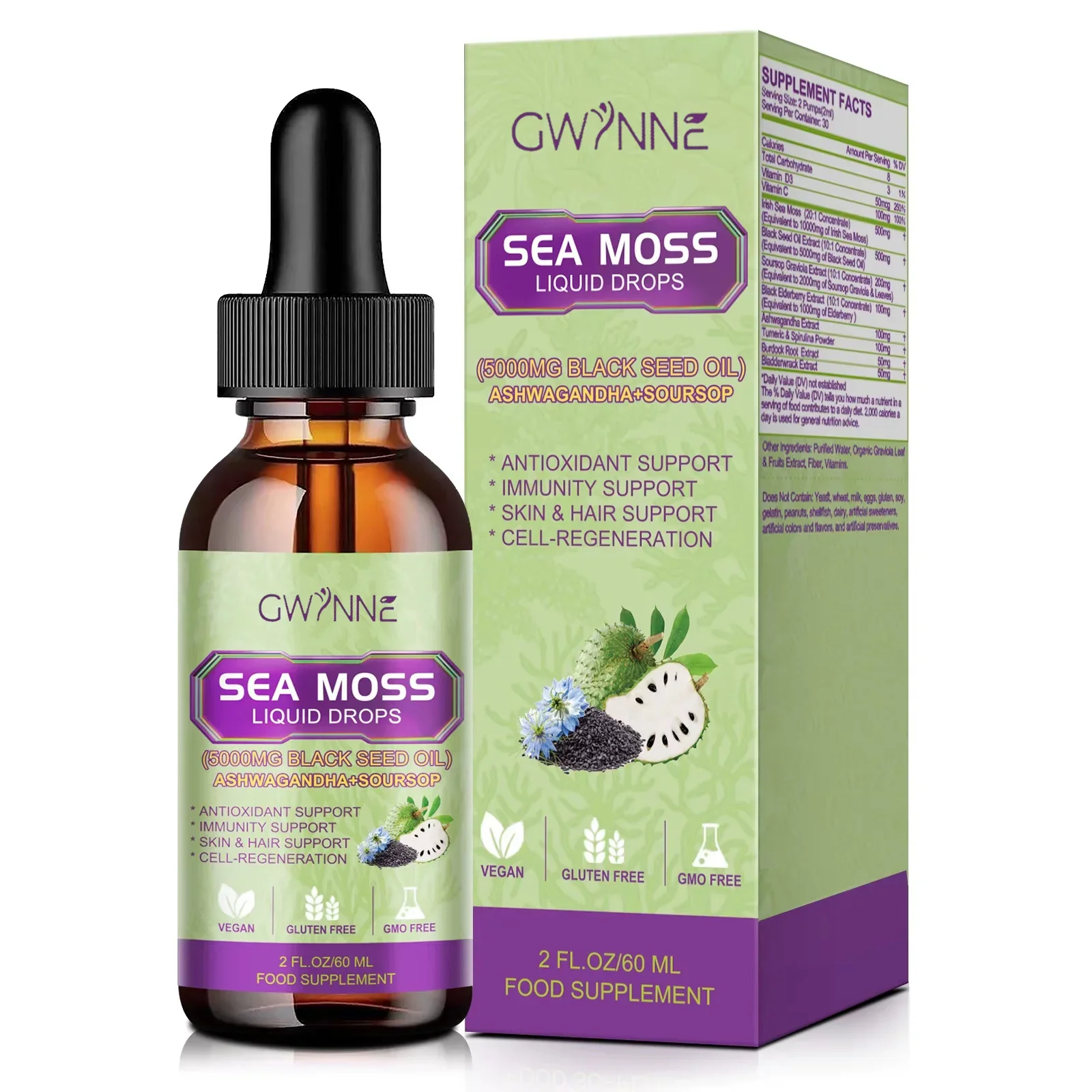 Fórmula Botánica Tradicional Nusava – Gotas con Alga Marina y Nigella Sativa – 60 ml – Apoyo Nutricional Natural