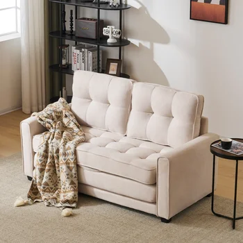 Divano 2 persone, divano letto con tasche laterali, divano angolare imbottito per soggiorno, design moderno, linea in tessuto, Grigio 1