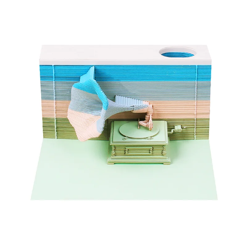 

Omoshiroi Block 3D Notepad Mini Phonograph 164Sheets 3D Memo Pad Note Paper Block Note Scrapbooking Paper Art 3D Sculpture Gift