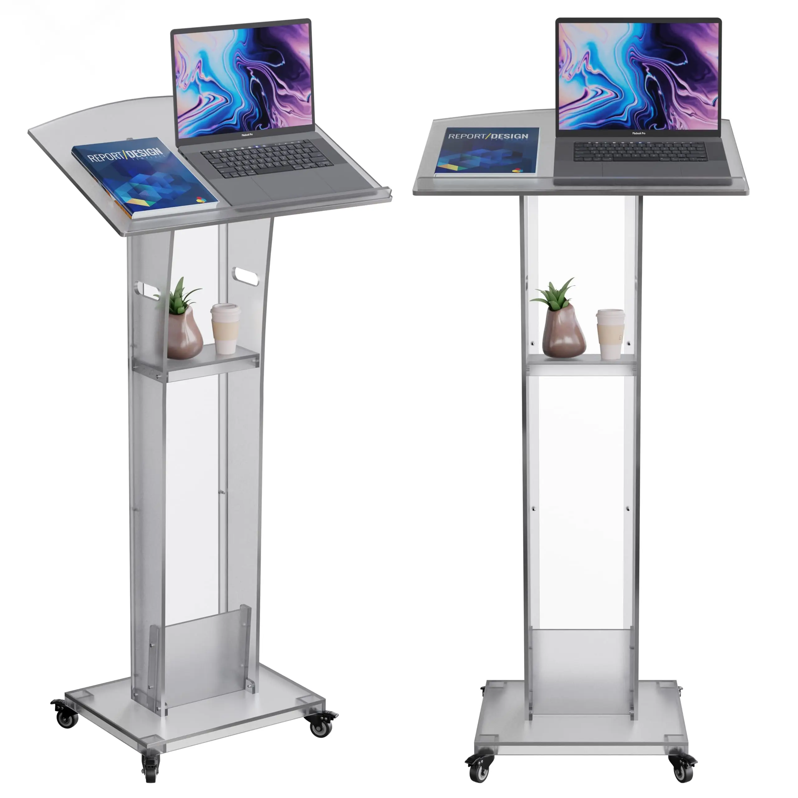 Acrylic Podium Pulpit Stand Modern Deisgn Portable Classroom Lectuern Professional Use Conference Church Speeches Weddings