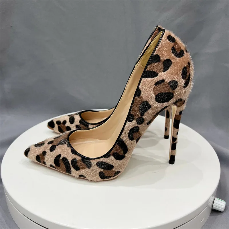 Suede Leopard print gradient high heels women's leopard