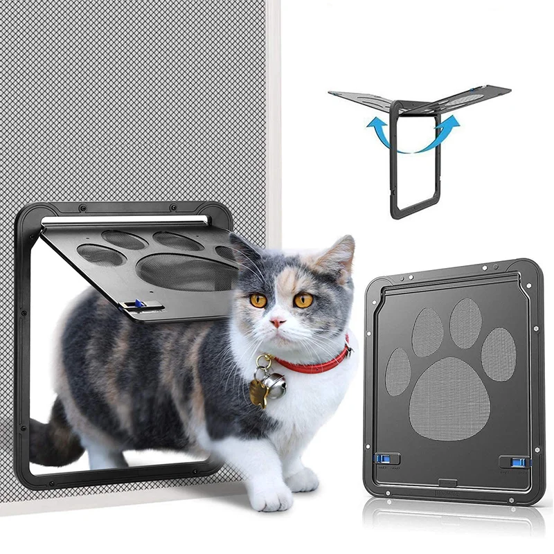 Smart Pet Dog Door Automatic Dog Paw Print Safe Lockable Door Screen
