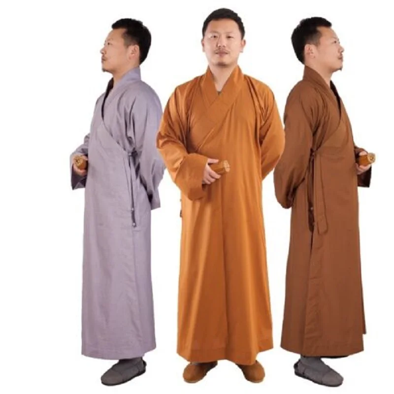 

Unisex Buddhist Robe Men Women Frock Supply Meditation Monk Gown Long Thick Coffee Gray Yellow
