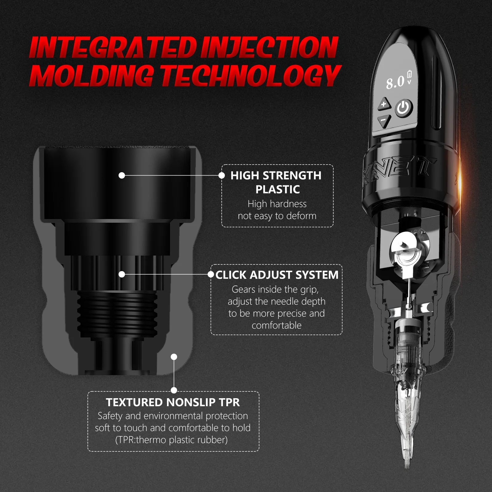 XNET wilk odborný bezdrátový tetování stroj pero sytý bezuhlíkový motorový přímo pohon pult 4.0mm hladit pro tetování umělci