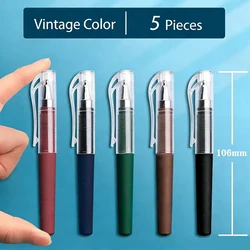 Portable Black Ink Gel Pens Set with Replaceable 0.5mm Refills - Smooth Writing for School, Office, and Home Supplies (5 Pens Vintage)