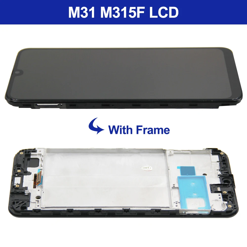 AMOLED LCD 디스플레이 교체품, SM-M317F 디지타이저 터치 스크린 프레임, 삼성 M31 M315F / M31S M317