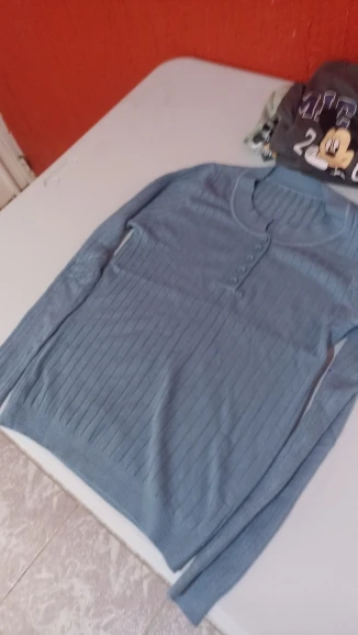 Knitted Women Sweater Button O-neck Pullovers Spring Autumn Basic Sweaters for Female Pullover Slim Solid Bold Stripes Tops photo review