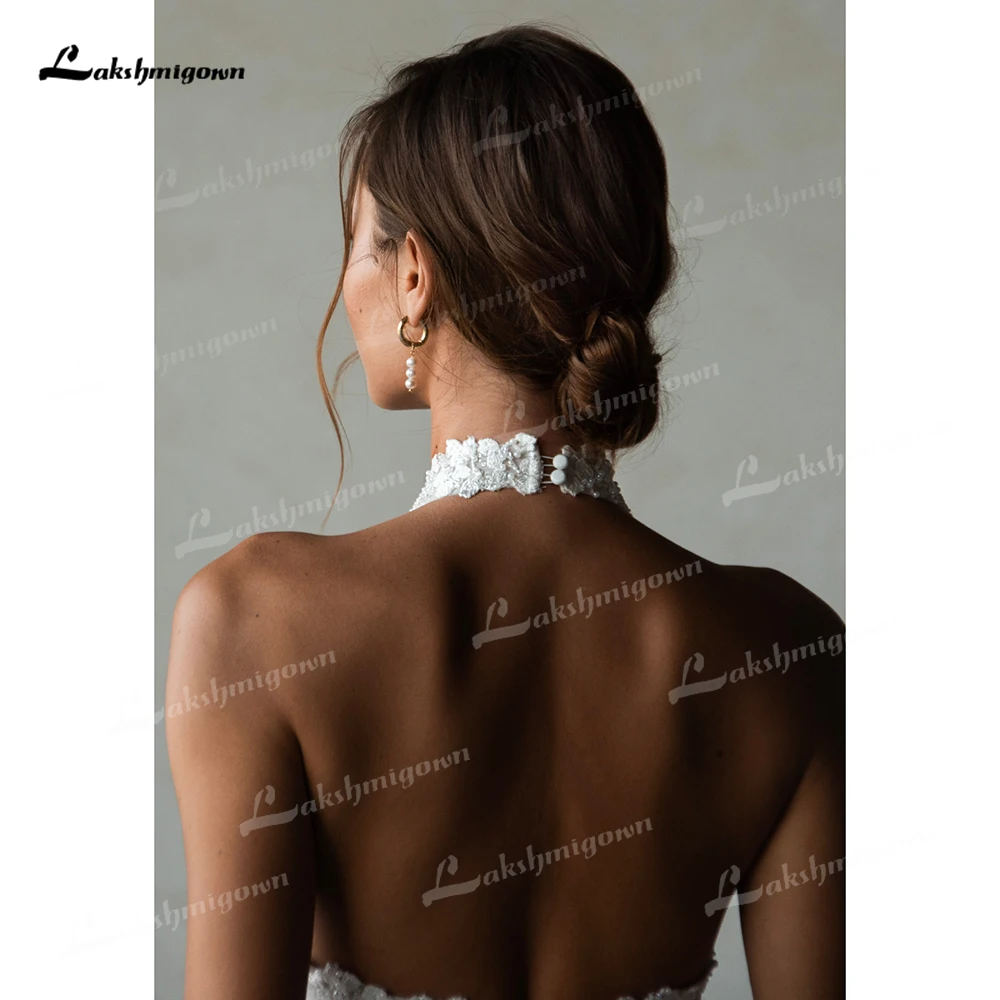 Sexy Halter High Neck Sleeveless Backless Lace Tulle Mermaid Wedding Dress Luxury 2025 Customized Bridal Gowns Vestidos De Novia