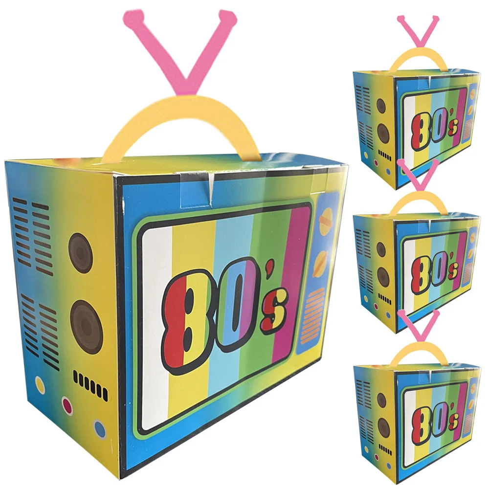 

4pcs 80s TV Gift Boxes for 90s Retro Music Theme Party Supplies Hip Hop Birthday Supplies Treat Candy Bags Favors