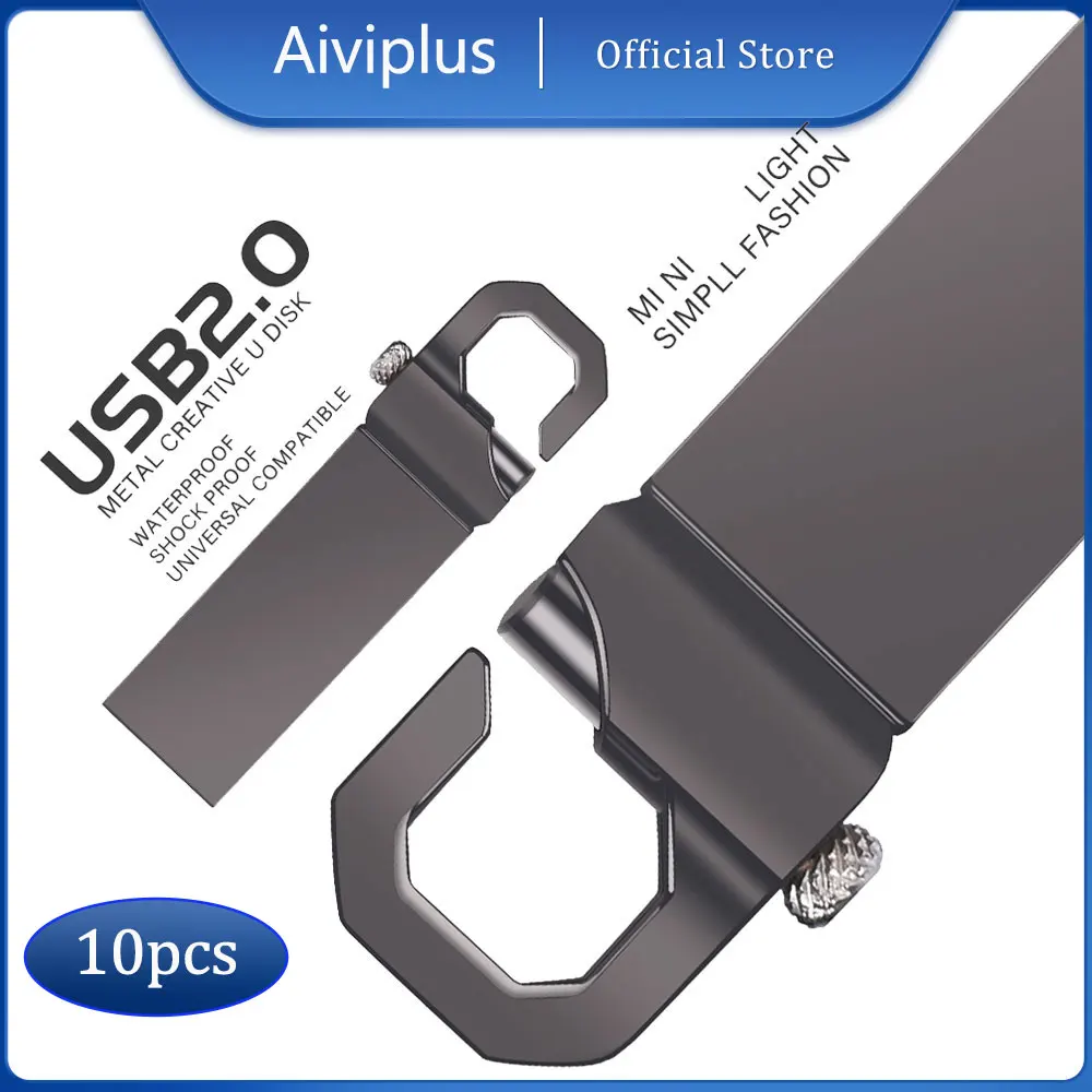 

Aiviplus 10pcs USB 2.0 Flash Drive 64GB Speed Memory Stick Key Ring Pen Drives Metal Pendrive Creative Gifts Storage Devices