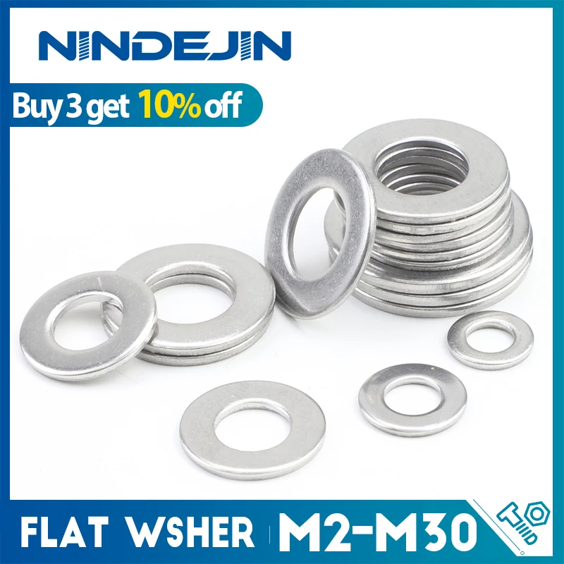 DIN125 Stainless Steel Flat Plain Washers M1.6 M2 M2.5 M3 M4 M5 M6 M8 M10 M12 