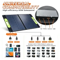 Panneau solaire pliable 60W avec USB-C, USB-A, DC, 18V, chargeur solaire portable efficace, étanche pour téléphone portable, batterie externe, extérieur, camping, camping-car, fourgonnette 4