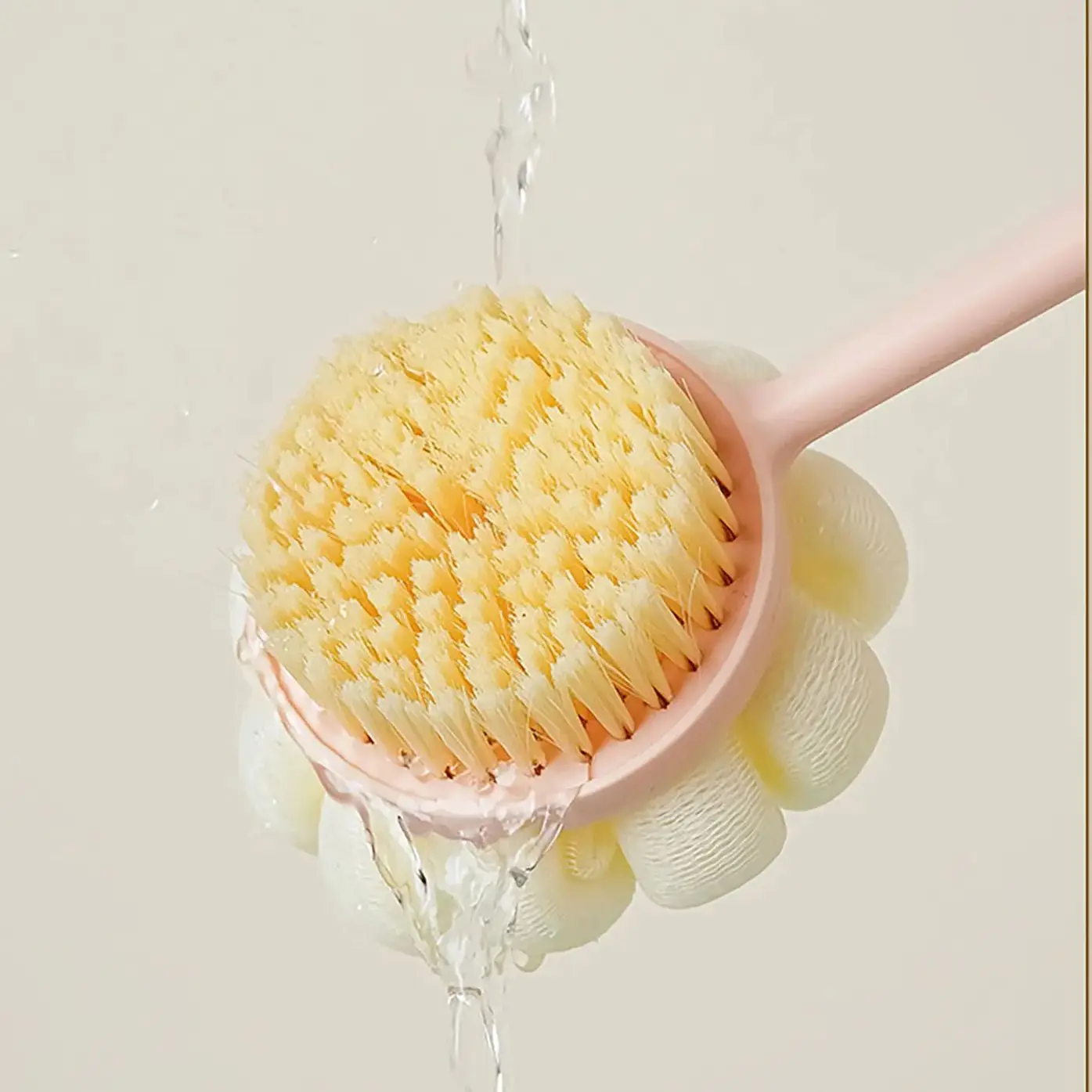 Pink Silicone Double Sided Shower Brush Gentle Exfoliating