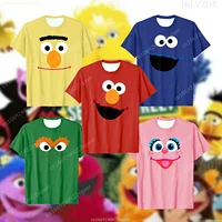 Tv Show Elmo T Shirt For Kids Boys Cartoon T-shirt Short Sleeve Top Sesame Tee Shirt Street Funny Clothes Girls Cookie Monster 1