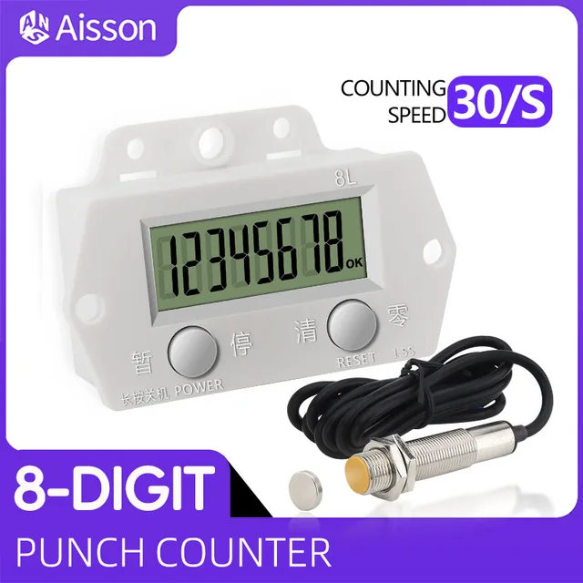 Compteur numérique électronique à 8 chiffres, capteur électromagnétique à Induction automatique, compteur de poinçonnage haute fréquence sans batterie 1