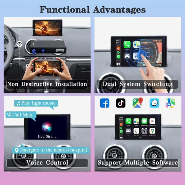 Wireless CarPlay Android Auto Interface for Audi A3 A4 A5 Q2 Q7 Q5L 8V 2013-2018 with MIB AirPlay Mirror Link Multimedia module 2