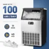 Commercial Ice Maker Machine, 101lbs/24H Stainless Steel Under Counter ice Machine with 32lbs Ice Storage Capacity, Frees 2