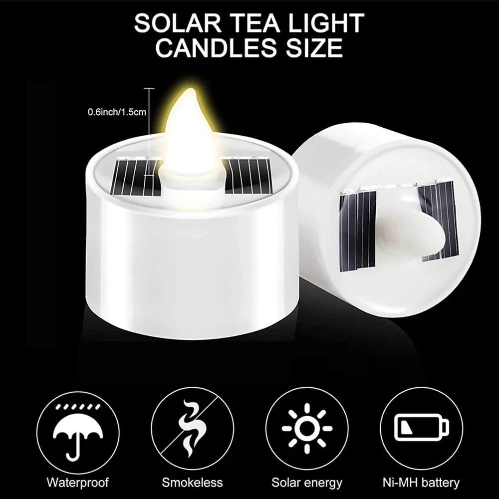 Solar Tea Light Led Candles Flameless Outdoor Waterproof Solar Tea