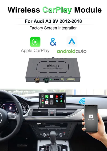 JOYEAUTO - Kit inalámbrico Carplay Android para Audi A3 MMI 3G A4 A5 Q2 Q7  B9 Carplay Decodificador, actualización de pantalla de fábrica, espejo de