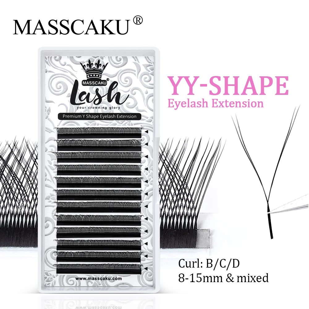 Hot Selling Masscaku 3D Effect Y Style Eyelashes Natural Soft Split Tips Premade Volume Lashes Premium Mink Lash Extensions 8 15mm y shape eyelashes extensions double tip lash eyelash cilios y natural easily grafting y w style volume eye faux mink