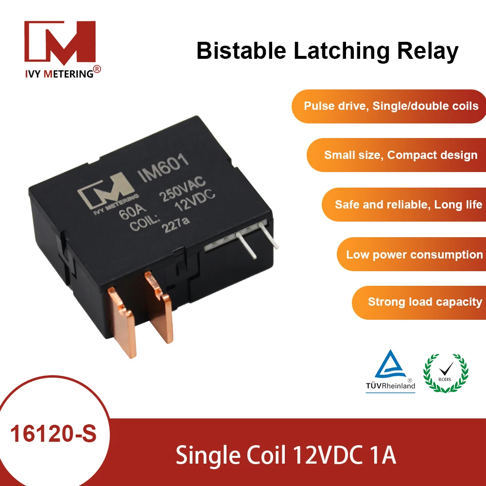 High Current 60A 220VAC 250VAC Single Coil 12VDC SPST Bistable Switch