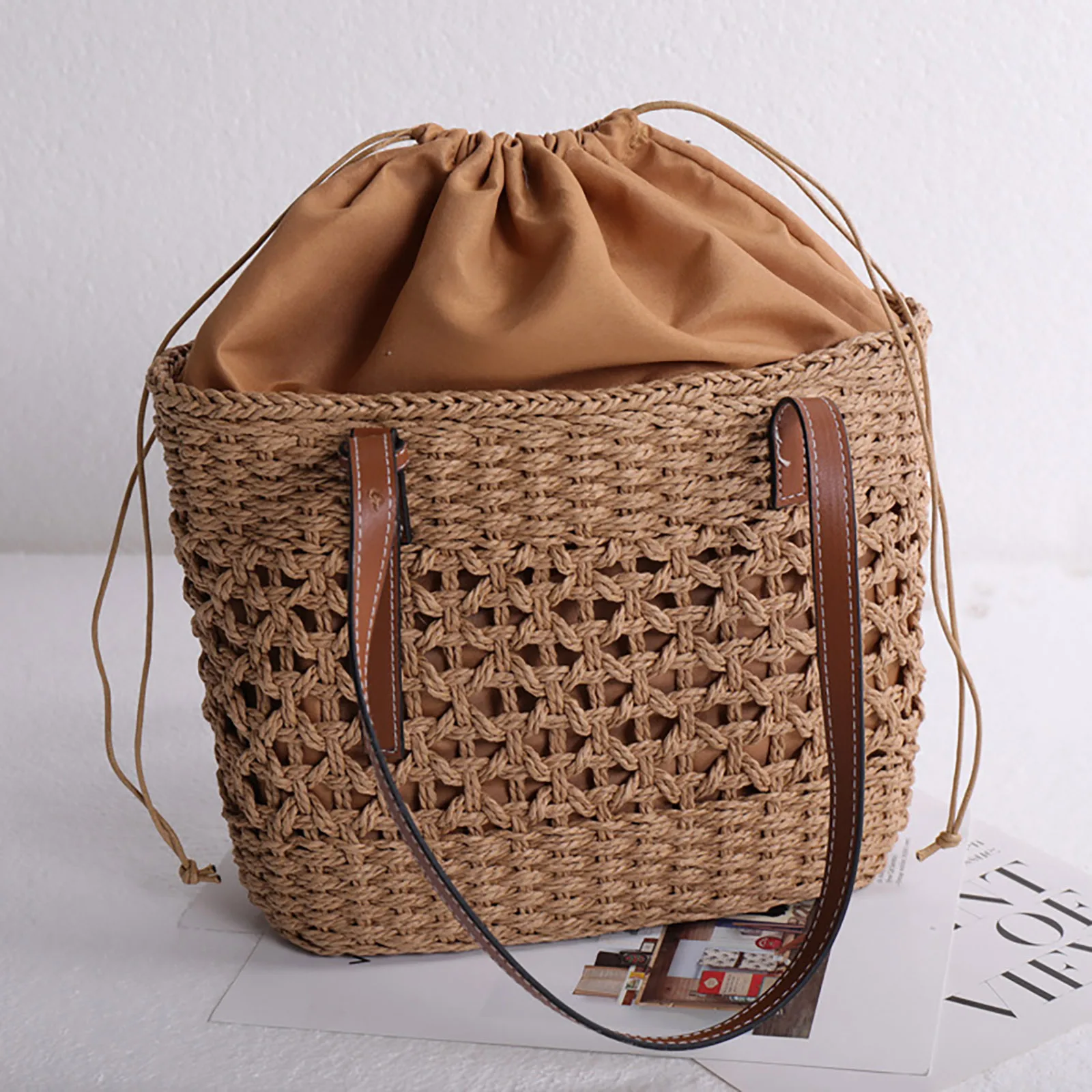 Straw Bags for Women 2023 Summer Straw Shoulder Wicker Beach Bag Woven Rattan Bag Handmade Purse Bohemia Handbag bolsos mimbre