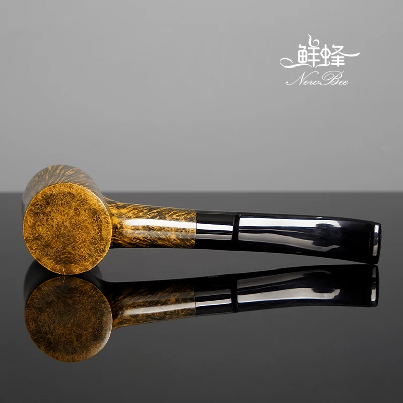 MUXIANG Handmade Briar Pipe Hammer Desktop Tobacco Pipe Wooden Straight Stem Pipe Real Briar Pipes flat-bottomed hammer pipe 4