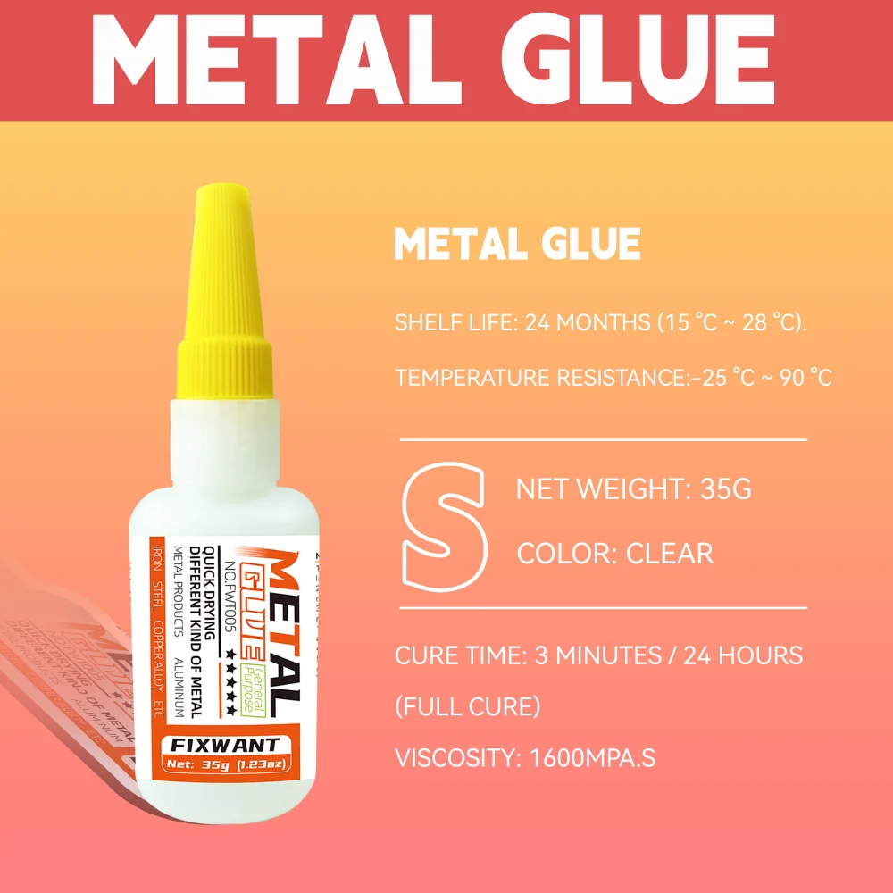 FIXWANT Instant-Meta-Kleber, Allzweck-Gusseisen, Stahl, Aluminium, Kupferblech, Zinklegierung, 10 g/35 g – Detail 2