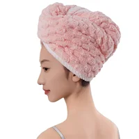 Microfiber Hair Towel Wrap Thickened Coral Velvet Cationic Dry Hair Cap Water Absorption and Quick Drying Striped Bath Cap 4