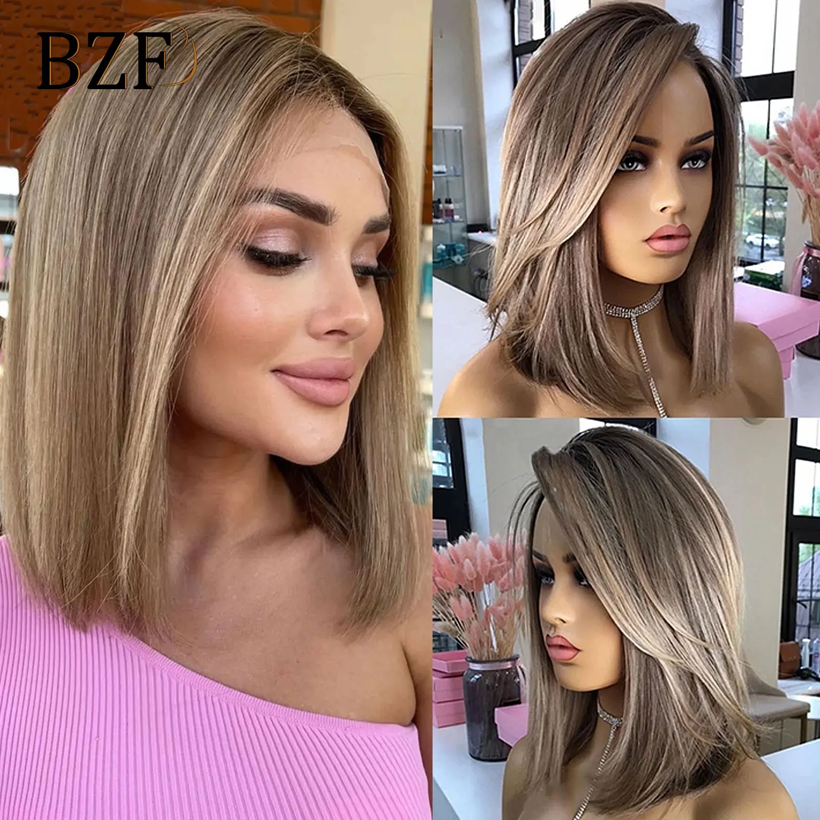 Synthetic Lace Front Short Bob Wigs for Women