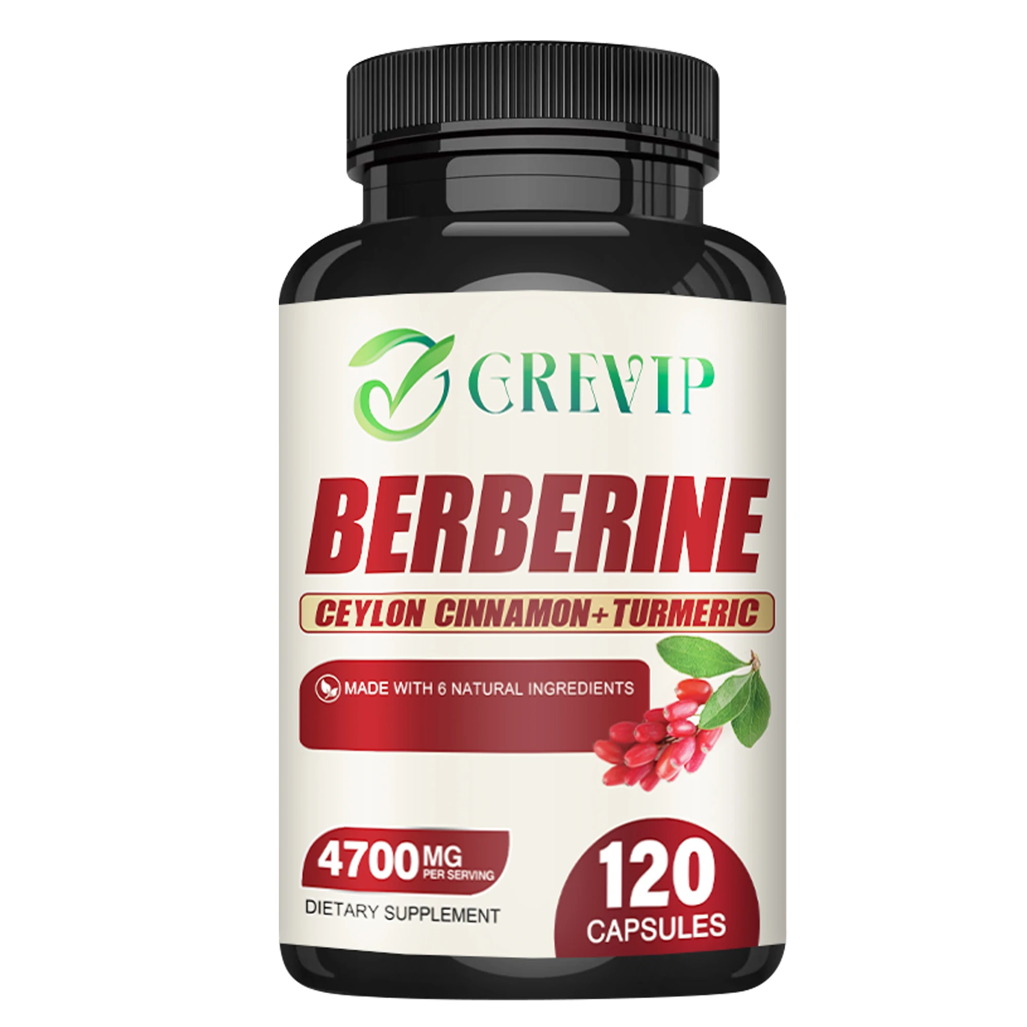thumbnail image 1 of Berberina con canela de Ceilán: salud cardiovascular y digestiva, antioxidante, 120 cápsulas, 1 of 5